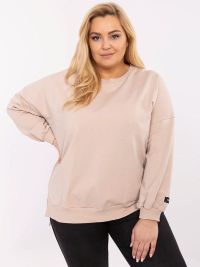 Beżowa asymetryczna bluza plus size z bawełny