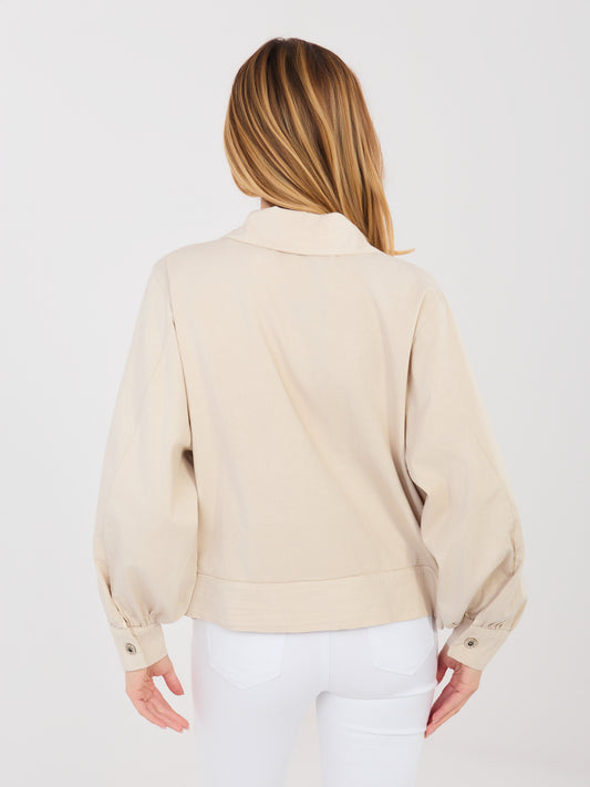 RUE PARIS Beżowa koszula oversize z bawełny