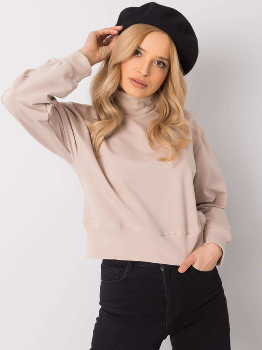 Beżowa bluza basic z golfem