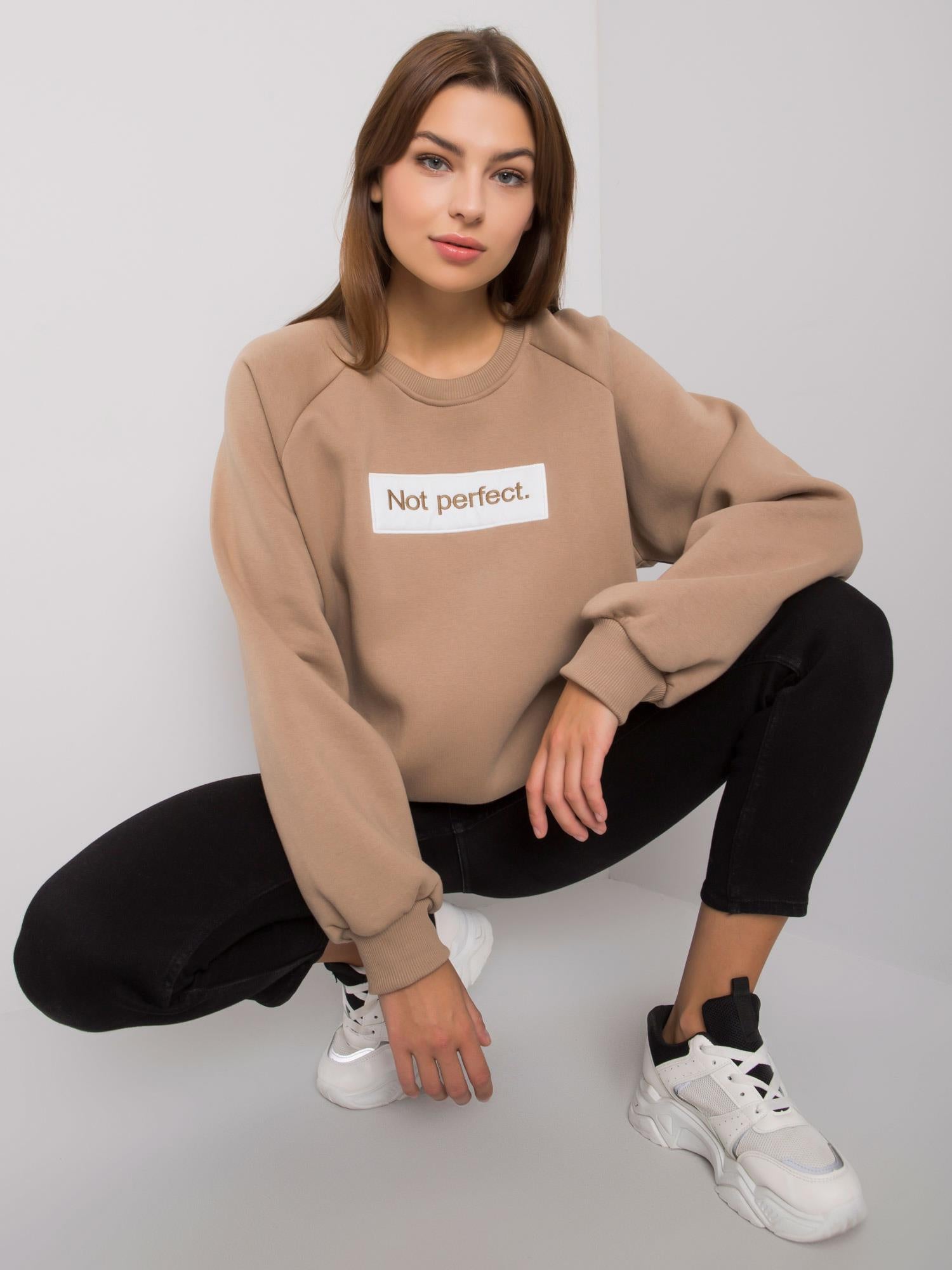 Beżowa bawełniana bluza bez kaptura