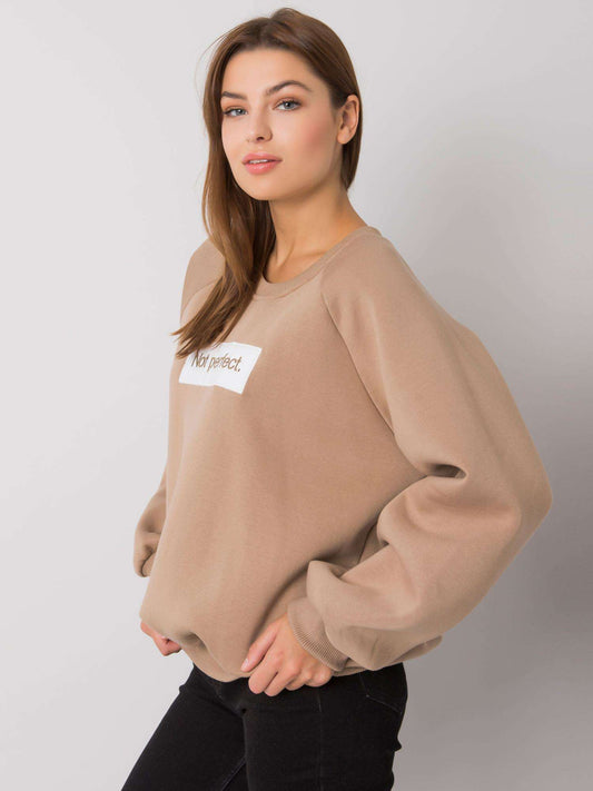 Beżowa bawełniana bluza bez kaptura