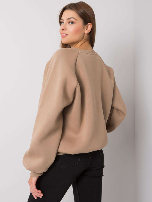 Beżowa bawełniana bluza bez kaptura
