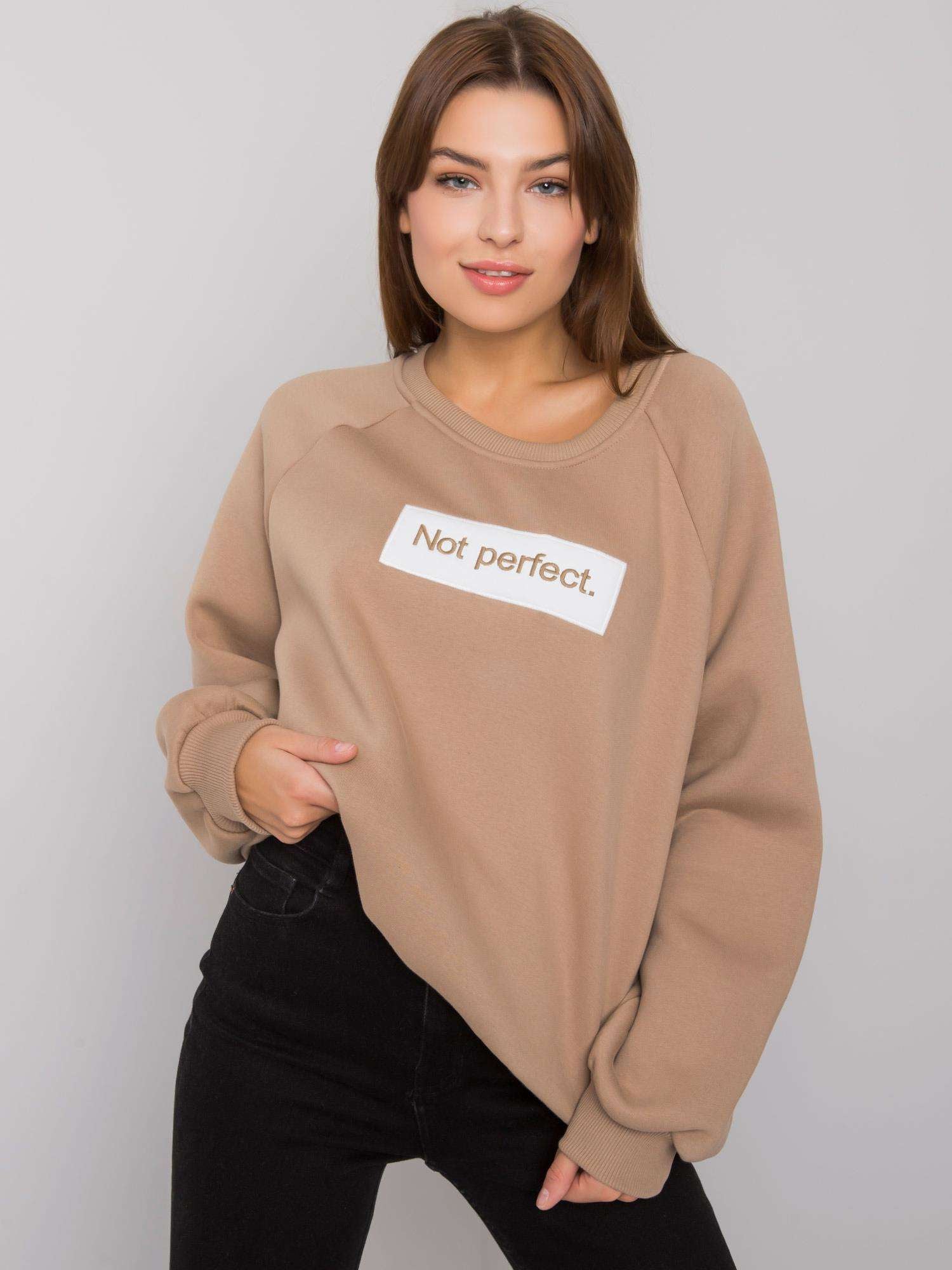 Beżowa bawełniana bluza bez kaptura