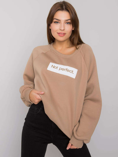 Beżowa bawełniana bluza bez kaptura