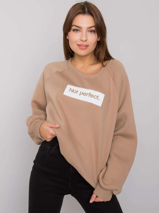 Beżowa bawełniana bluza bez kaptura