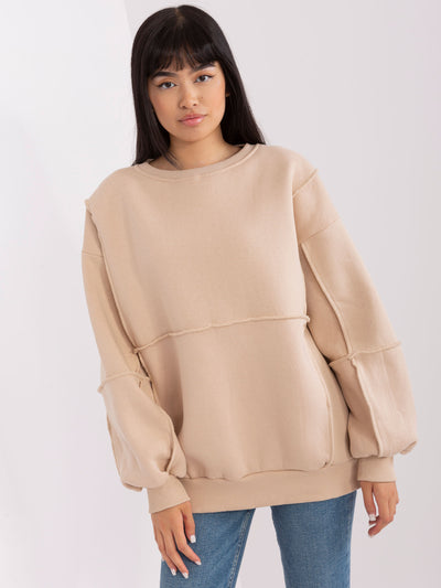Beżowa bluza oversize bez kaptura