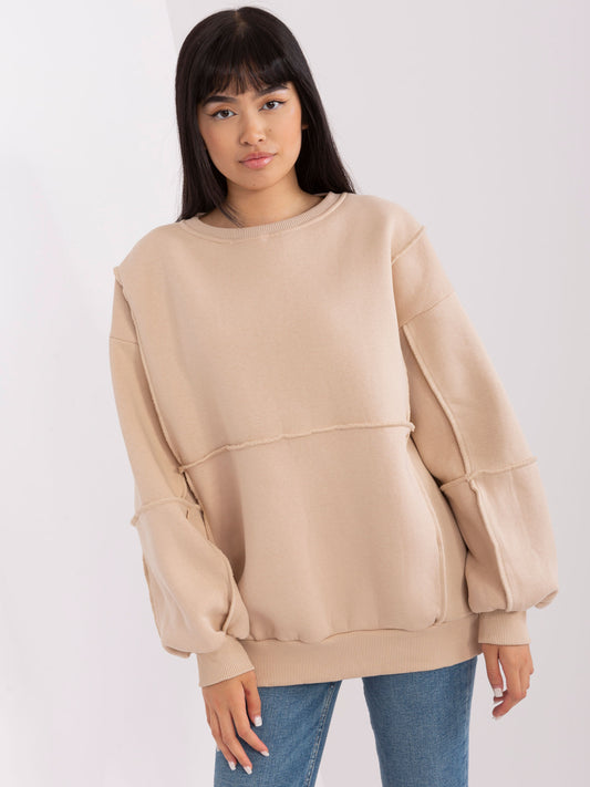 Beżowa bluza oversize bez kaptura