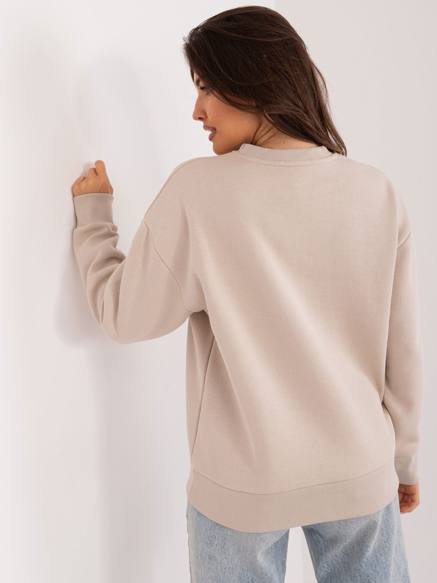 SUBLEVEL Beżowa bluza z kolorowym napisem