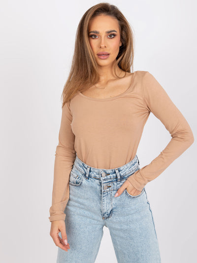 Beżowy longsleeve damski