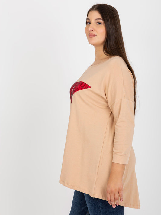Beżowa bluzka plus size z bawełny