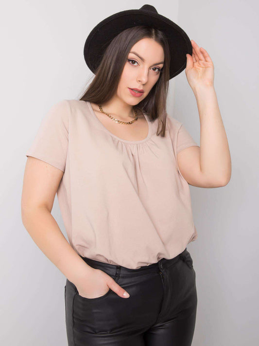 Beżowa bawełniana bluzka plus size