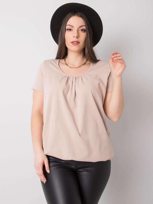 Beżowa bawełniana bluzka plus size