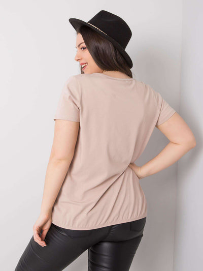 Beżowa bawełniana bluzka plus size