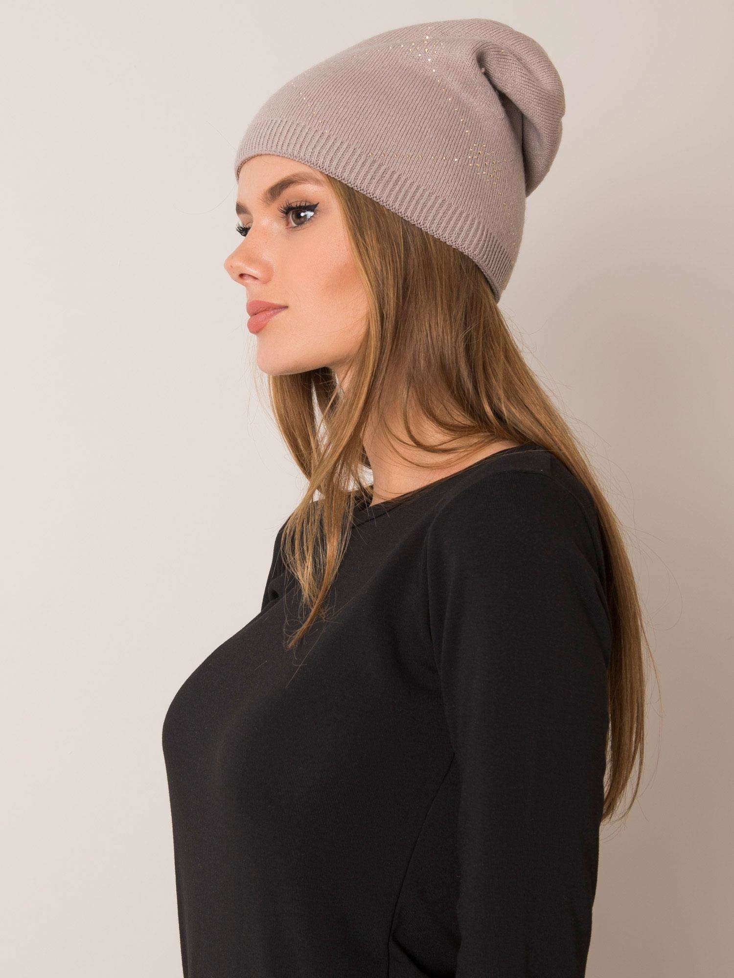 RUE PARIS Beżowa czapka beanie