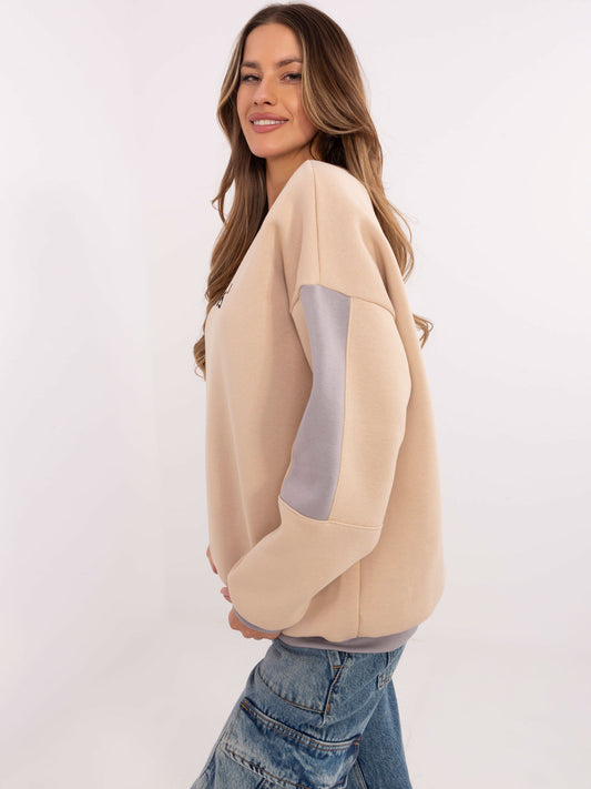 Beżowa bluza bez kaptura o kroju oversize