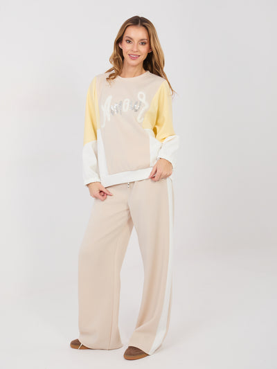 RUE PARIS Beżowa bluza oversize bez kaptura