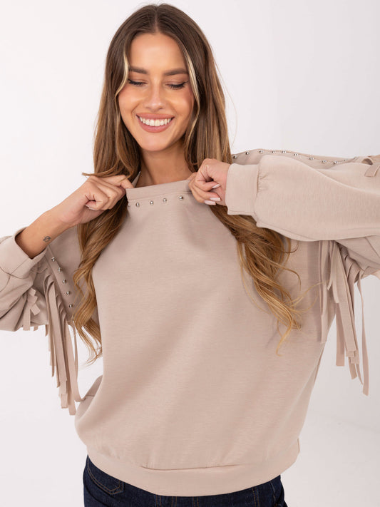 RUE PARIS Beżowa damska bluza w stylu country