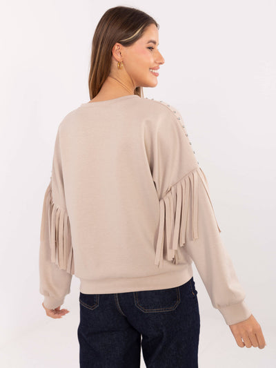 RUE PARIS Beżowa damska bluza w stylu country
