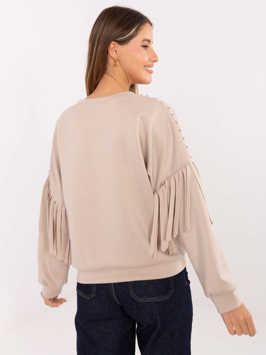 RUE PARIS Beżowa damska bluza w stylu country