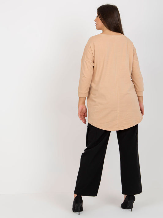 Beżowa damska bluzka bawełniana plus size