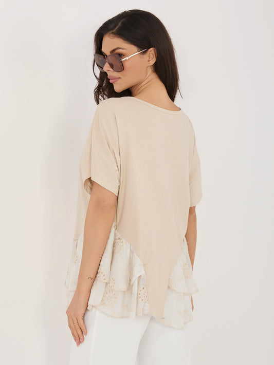Beżowa bawełniana bluzka w stylu boho