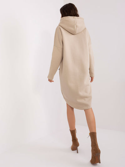 Beżowa długa bluza basic z suwakiem Tina RUE PARIS