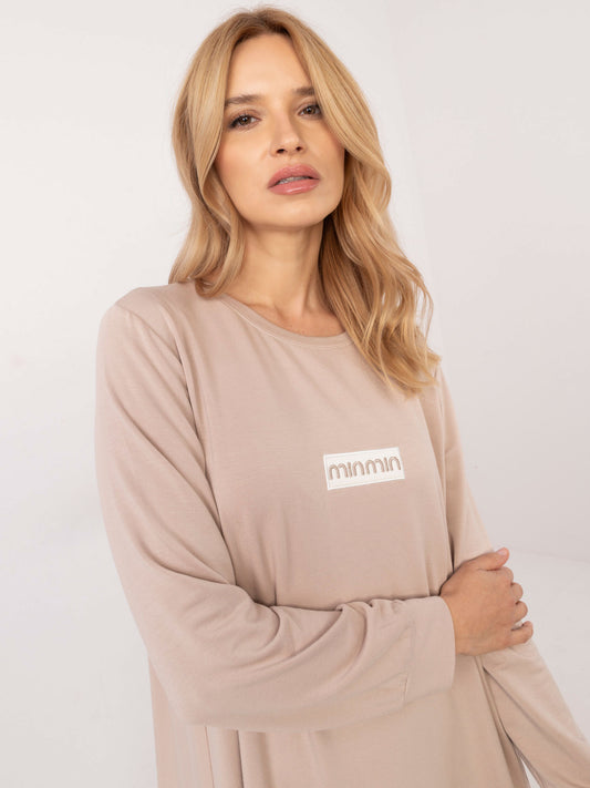 Beżowa casualowa sukienka dresowa z modalu