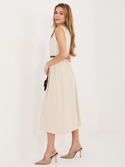 Beżowa elegancka sukienka z górą w stylu kamizelki
