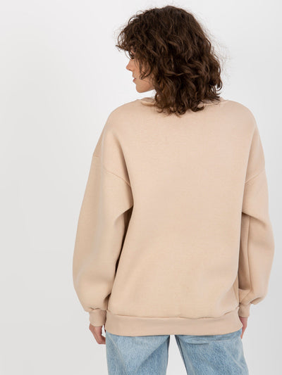 Beżowa ocieplana bluza bez kaptura oversize