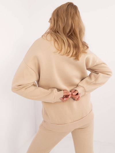 Beżowa damska bluza oversize z printem