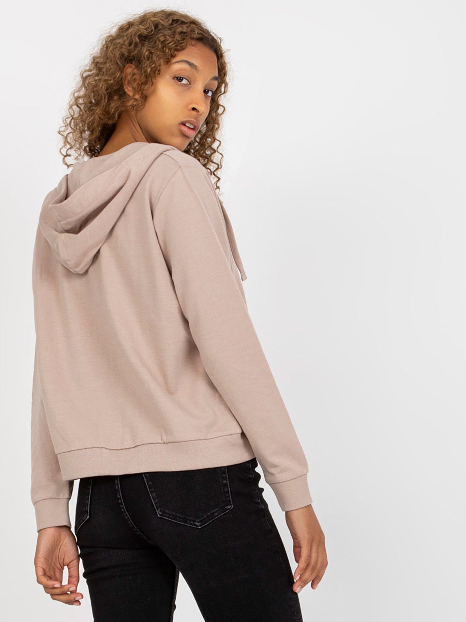 Beżowa rozpinana bluza basic z bawełny