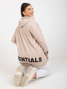 Beżowa rozpinana bluza plus size z kieszeniami