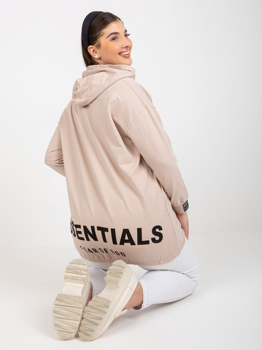 Beżowa rozpinana bluza plus size z kieszeniami