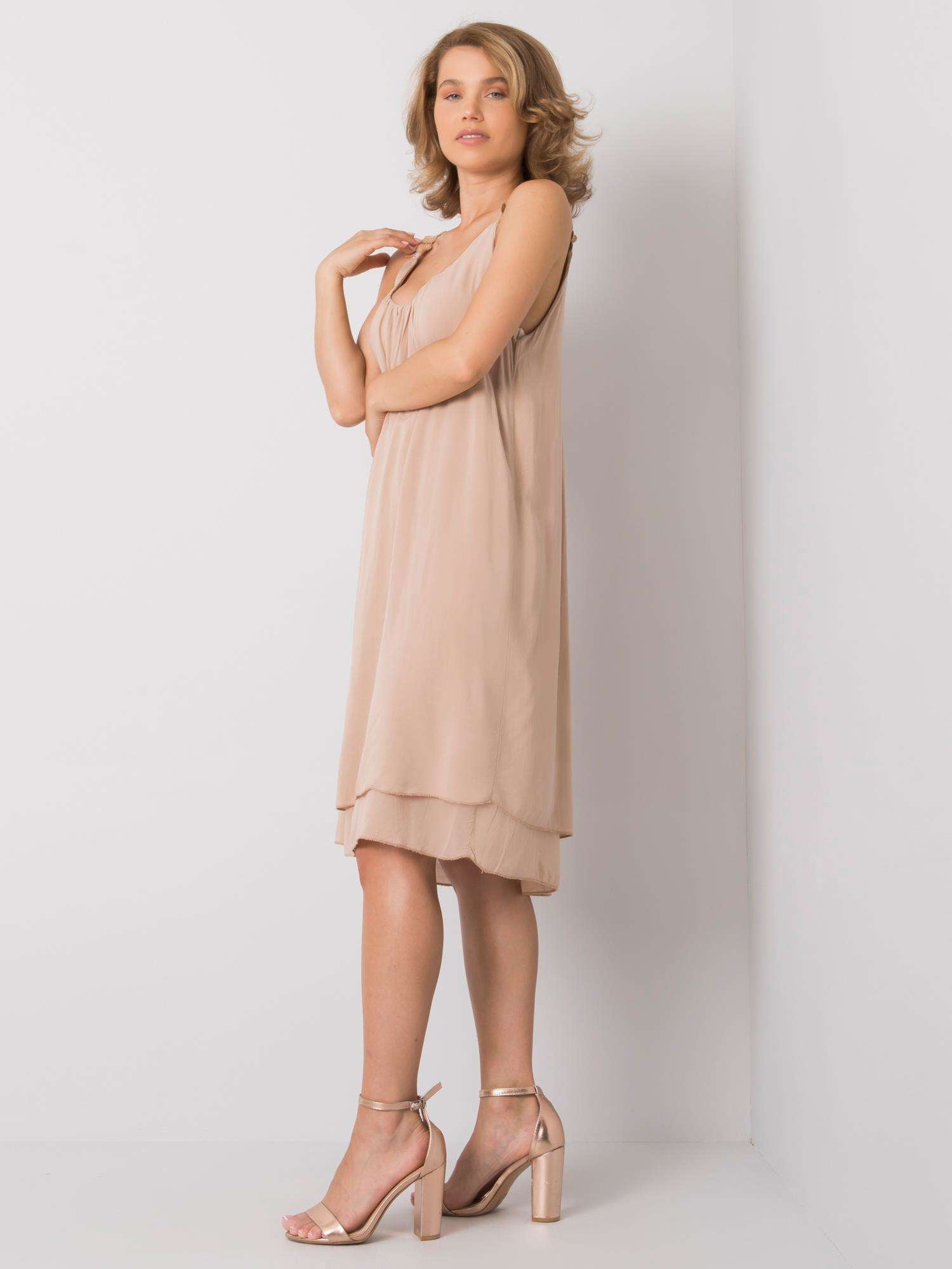 OCH BELLA Beżowa sukienka na co dzień