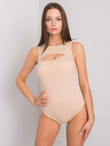 Beżowe body damskie w prążek