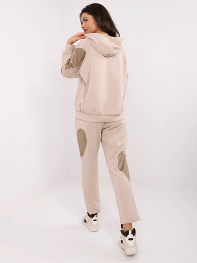 Beżowo-ciemnobeżowy komplet z bluzą oversize