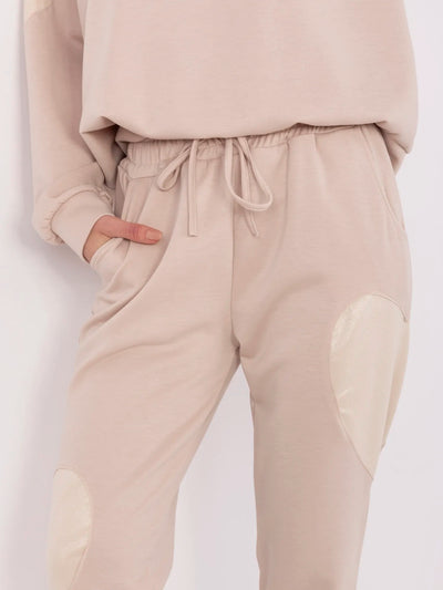 Beżowy casualowy komplet z bluzą oversize