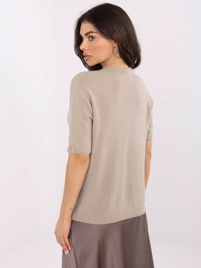 Beżowy sweter basic z miękkiej dzianiny