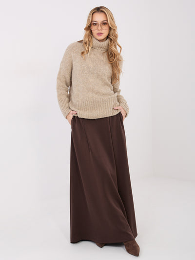 Beżowy sweter golf w jednolitym kolorze