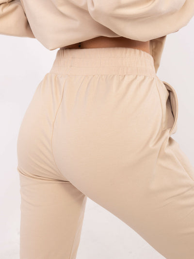 Beżowy dresowy komplet basic z bluzą oversize