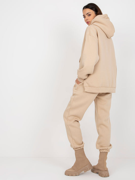 Beżowy dwuczęściowy komplet dresowy oversize