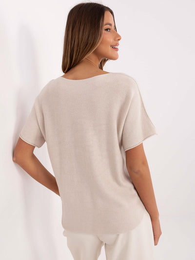 Beżowy sweter oversize z dodatkiem wiskozy