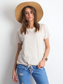 Damski melanżowy t-shirt z bawełny beżowy