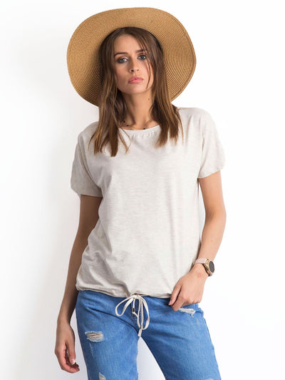 Damski melanżowy t-shirt z bawełny beżowy