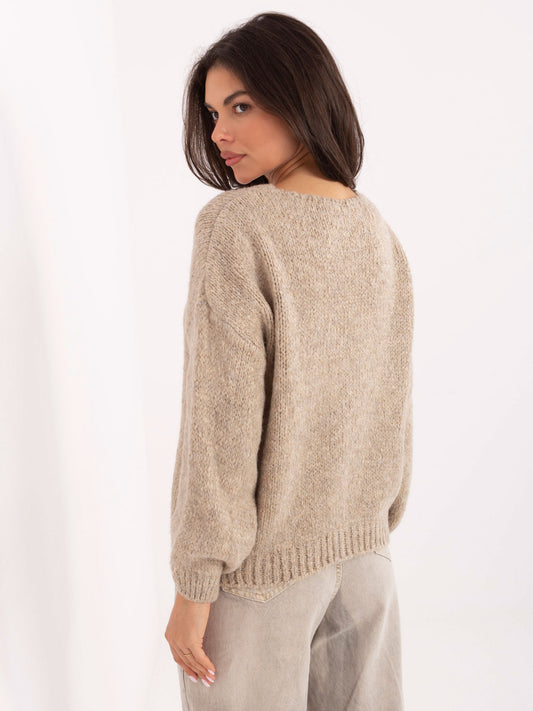 RUE PARIS Beżowy sweter z domieszką wełny