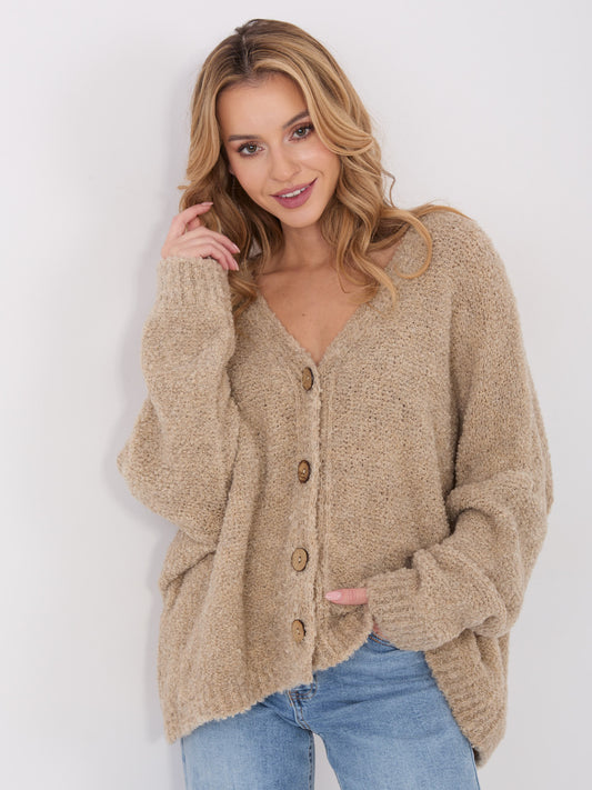 Beżowy sweter boucle o kroju oversize