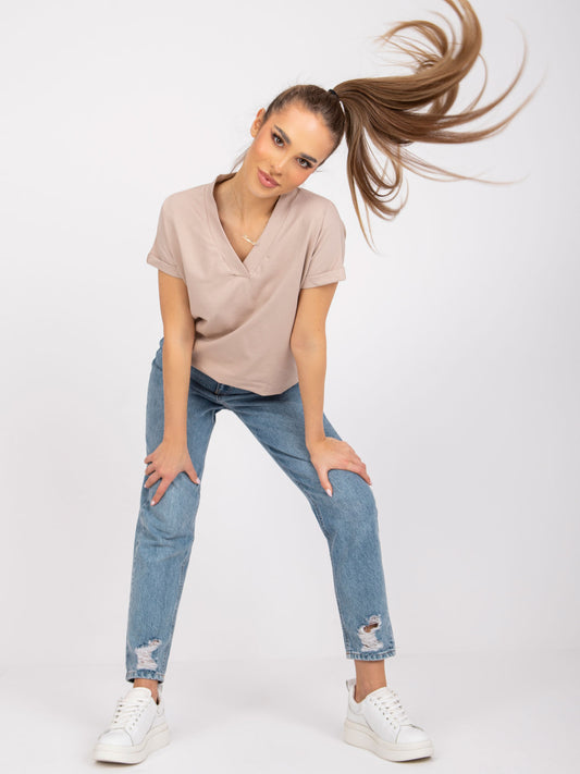 Beżowy t-shirt basic