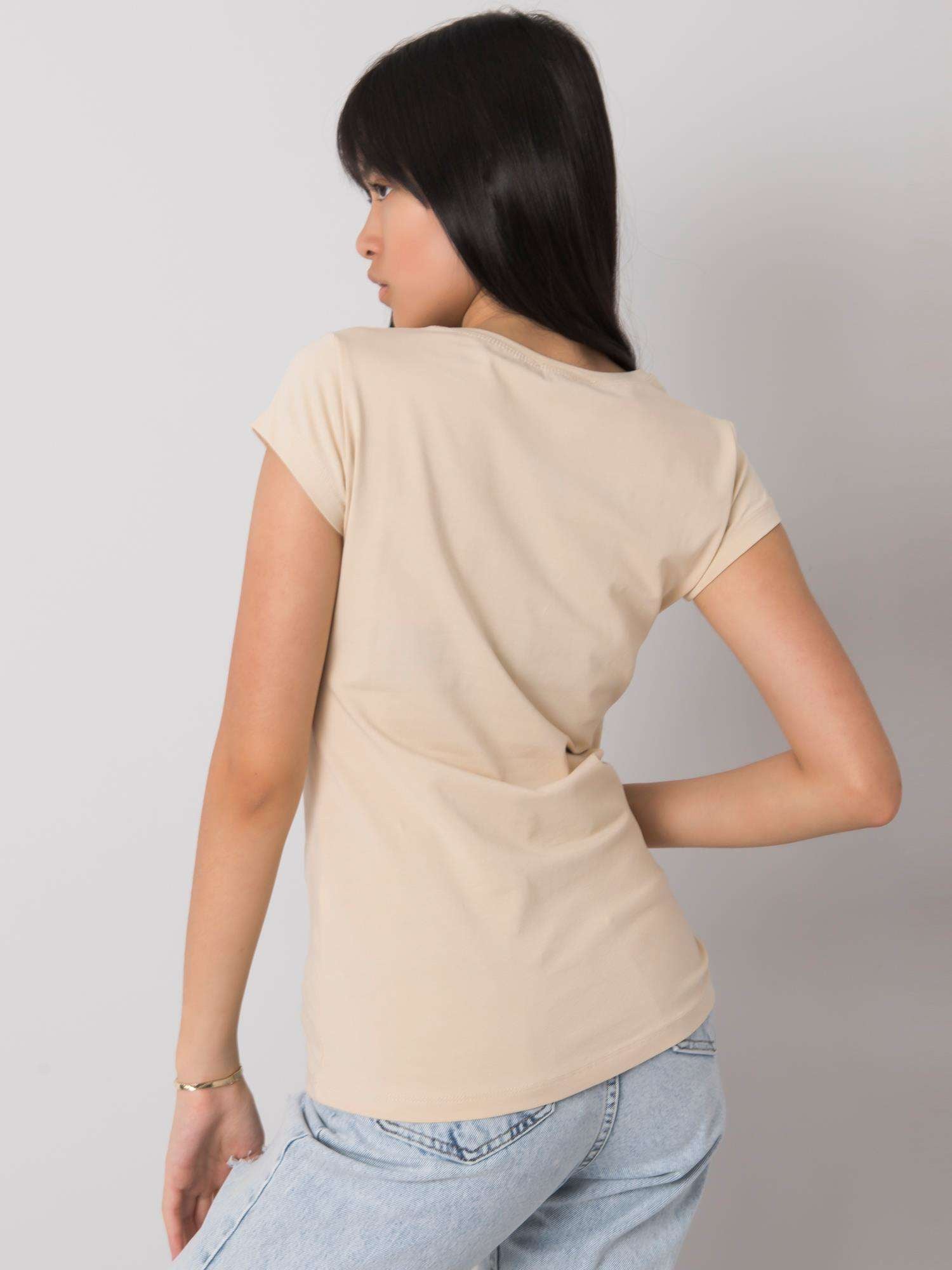 Beżowy t-shirt damski z czaszką