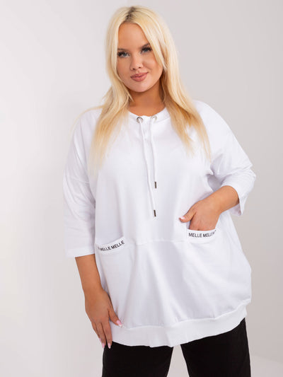 Biała casualowa bluzka plus size z bawełny