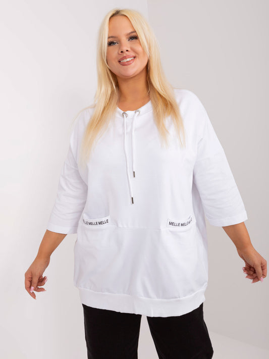 Biała casualowa bluzka plus size z bawełny